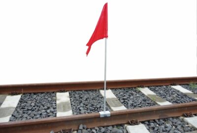 Flag with pole and clamp